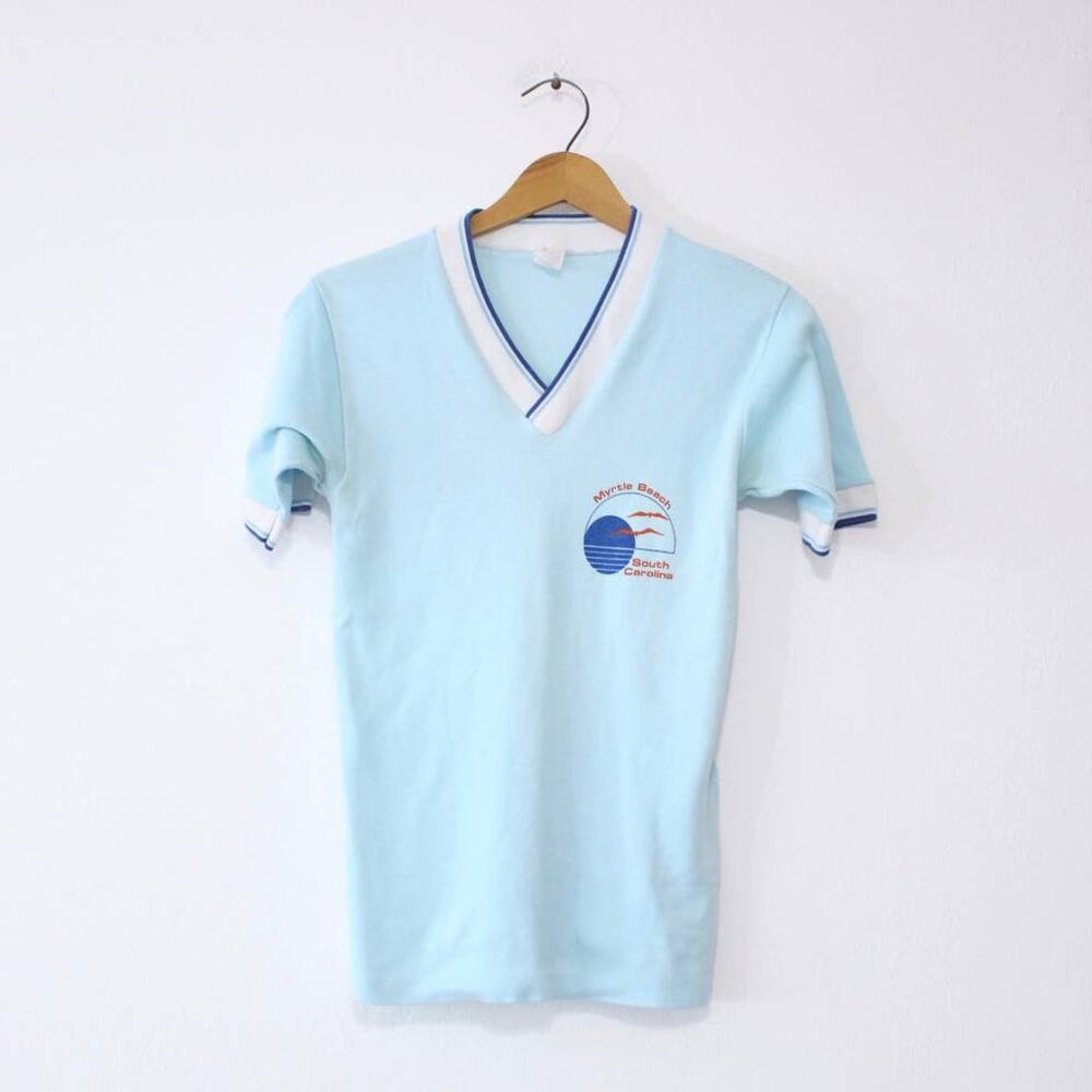 Vintage 80s Myrtle Beach South Carolina Blue Souvenir T-Shirt Men’s Medium